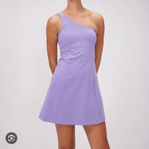 OUTDOOR VOICES one shoulder dress in maypop